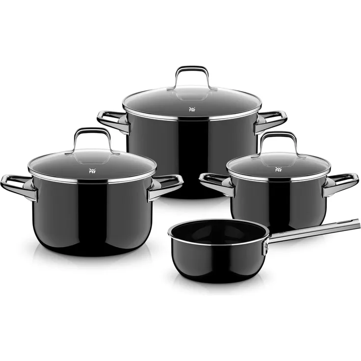 WMF Topf-Set Fusiontec Essential Pro, Glas, Edelstahl (Set, 7-tlg), kratzfeste Oberfläche, wärmereduzierende Hohlgriffe, Made in Germany