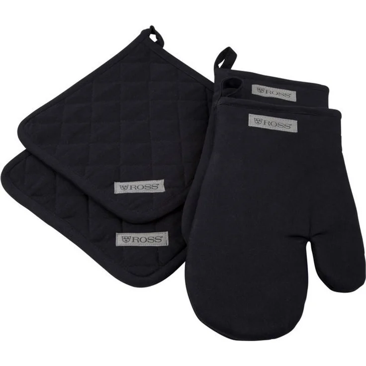 ROSS Topflappen Exclusiv, (Set, 4-tlg), 2x Topflappen und 2x Grillhandschuh, 100% Baumwolle – Bild 3