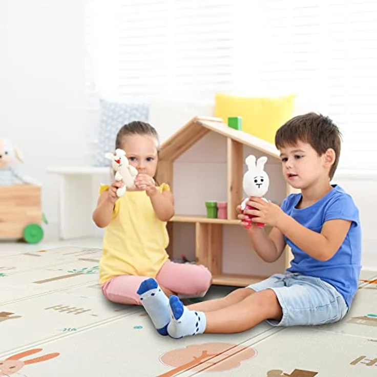 CCLIFE Krabbelmatte Spielmatte Baby Schadstofffrei 196 x 176 x 1 cm Faltbar Spielunterlage Spielteppich Groß Rutschfest Beidseitig Tragbar Wasserdicht für Innen Außen Bunt – Bild 3