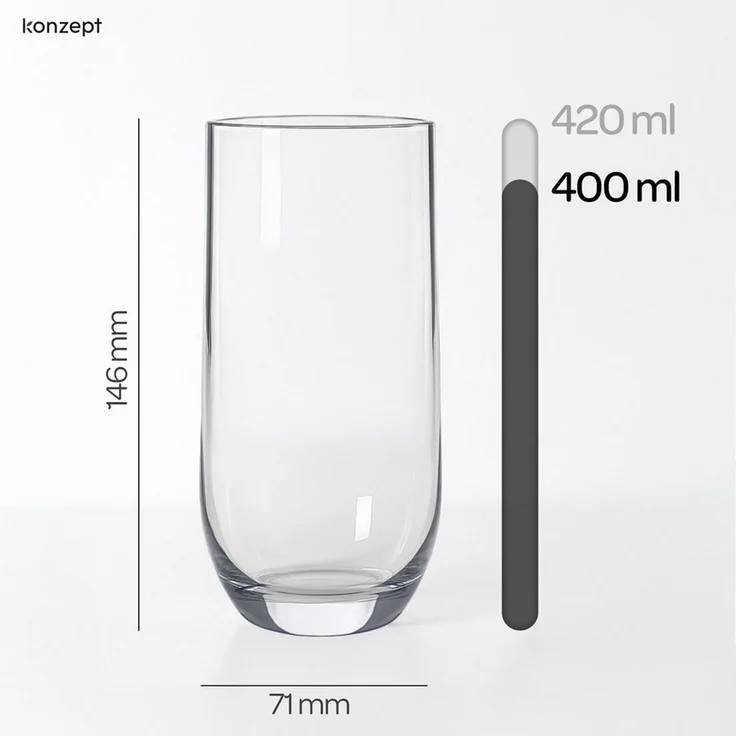 KONZEPT Gläser-Set Trinkgläser Set 6/12-teilig, Transparente 400ml, 12-tlg, Wassergläser Set, Ideal für Saft, Cocktails, Longdrinks, Eiskaffee – Bild 3