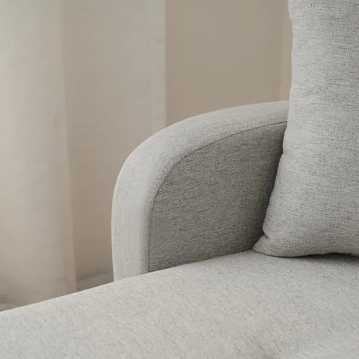 Ball & Cast L-förmiges Eckcouch mit Schlaffunktion, 3-Sitzer Sofa mit Kunststoffbeine aus Baumwoll-Leinenstoff für das Wohnzimmer Wohnung Villa, 166 x 77 x 118 (BxHxT), Grau – Bild 7