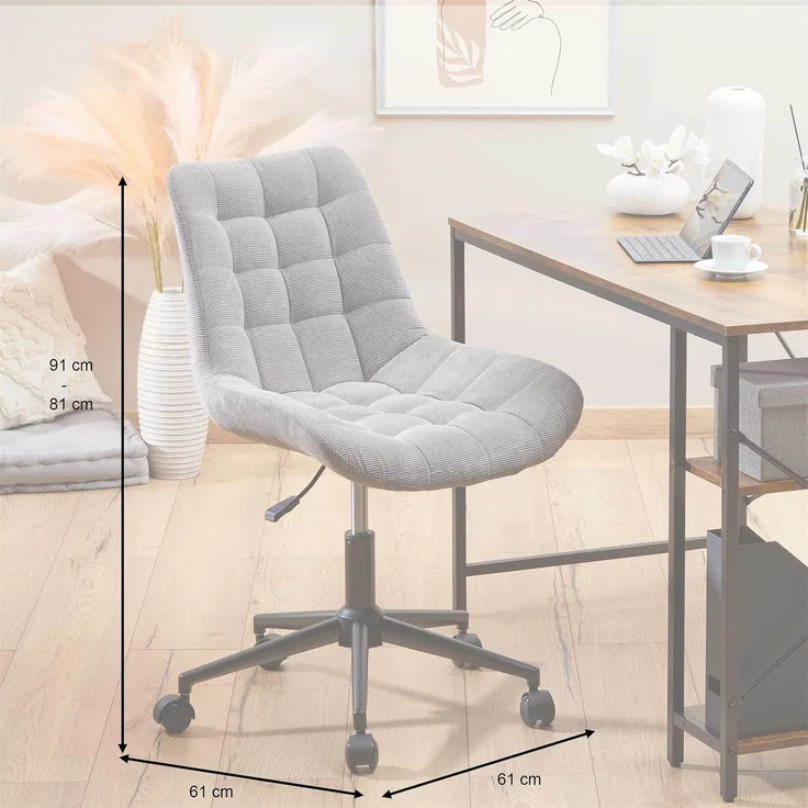 IDIMEX Drehstuhl VASILO, Drehstuhl Bürostuhl mit Stoffbezug 5 Doppelrollen und Metallgestell – Bild 6