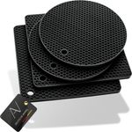 AVANA Topfuntersetzer Silikon Untersetzer Multifunktional Pfannenuntersetzer Topflappen, Zubehör für Töpfe, Pfannen, Auflaufformen, 4er Set, Hitzebeständig, Wabenmuster (2 Rund, 2 Viereckig)