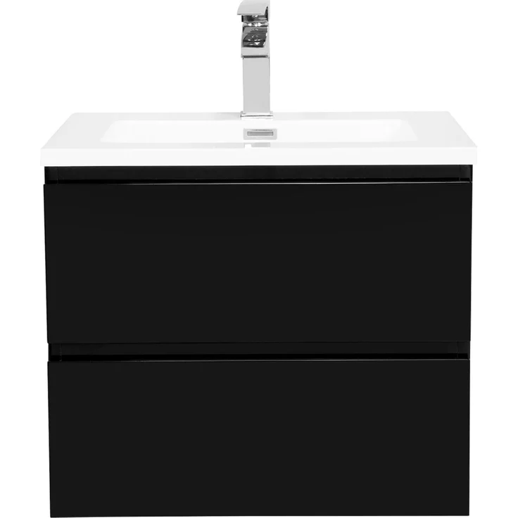 Badplaats Badmöbel Set mit Waschbecken und Unterschrank Angela 60 x 48 cm Schwarz Matt - Waschbeckenunterschrank mit Soft-Close und Waschbecken, Vorgemontiert – Bild 5