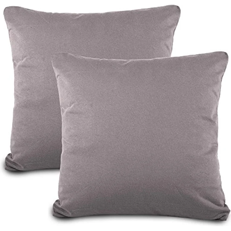 aqua-textil Classic Line Baumwoll Kissenbezug 2er-Set 50x80 dunkelgrau Kissen Bezug Reißverschluss Jersey Kissenhülle – Bild 2