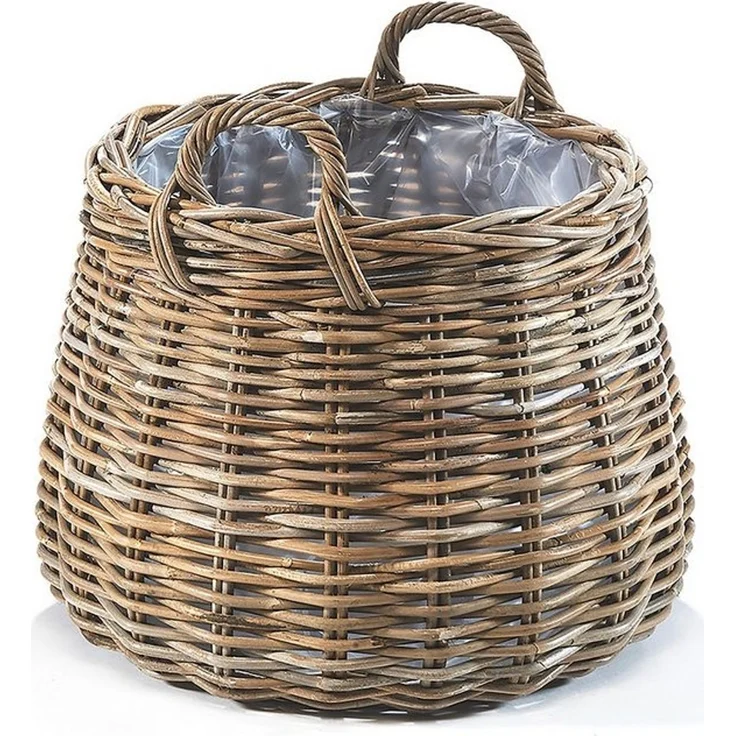 Kobolo Pflanzkübel Pflanzkorb Rattan - rund mit Folie ausgeschlagen (1 Stück) – Bild 4