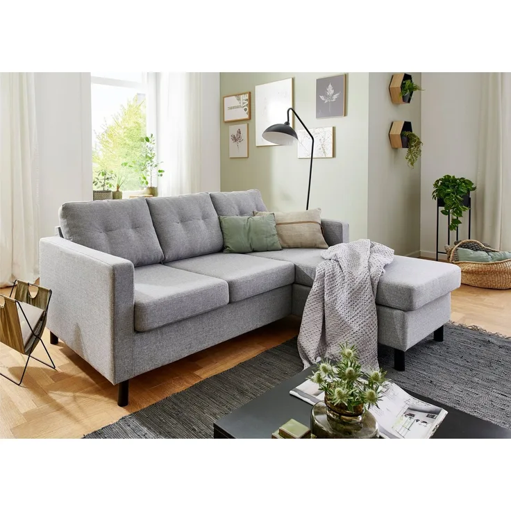 Atlantic Home Collection Polsterecke Tea, 189/150/81 cm, Ecke beidseitig montierbar, Grau