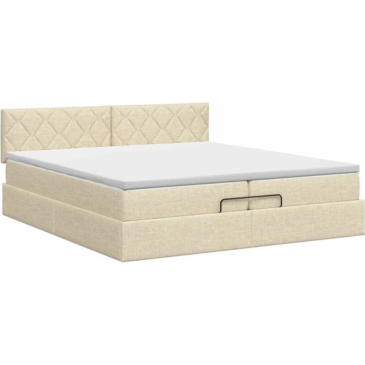 vidaXL Ottoman Bett mit Matratze mit Kopfteil Creme 200 x 200 cm Stoff 3456439 – Bild 8