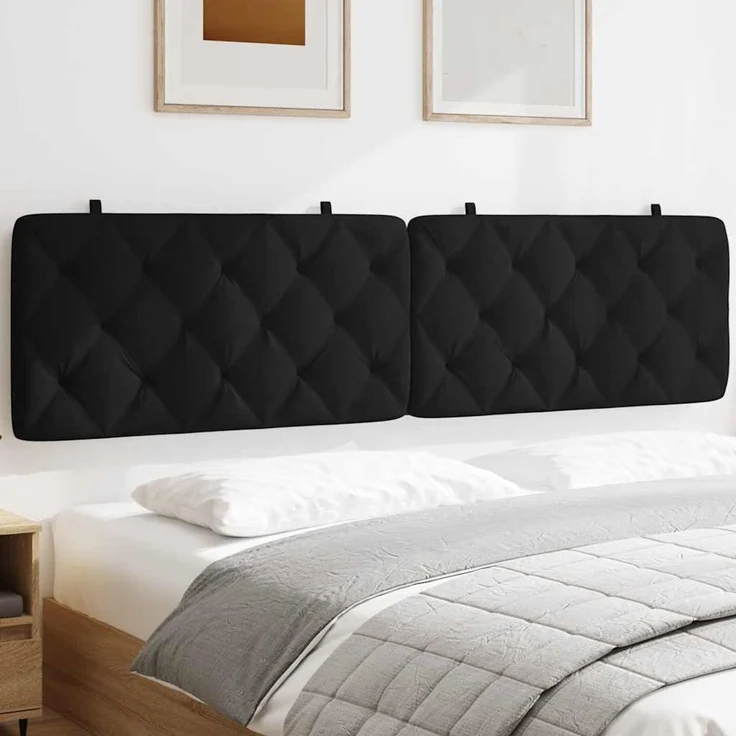 vidaXL Kopfteil-Kissen Schwarz 200 cm Samt – Bild 1