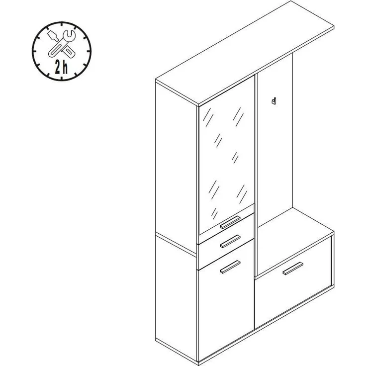 Garderobe ENTRA Kompaktgarderobe Spiegel Paneel Hochschrank Artisan braun weiß – Bild 6