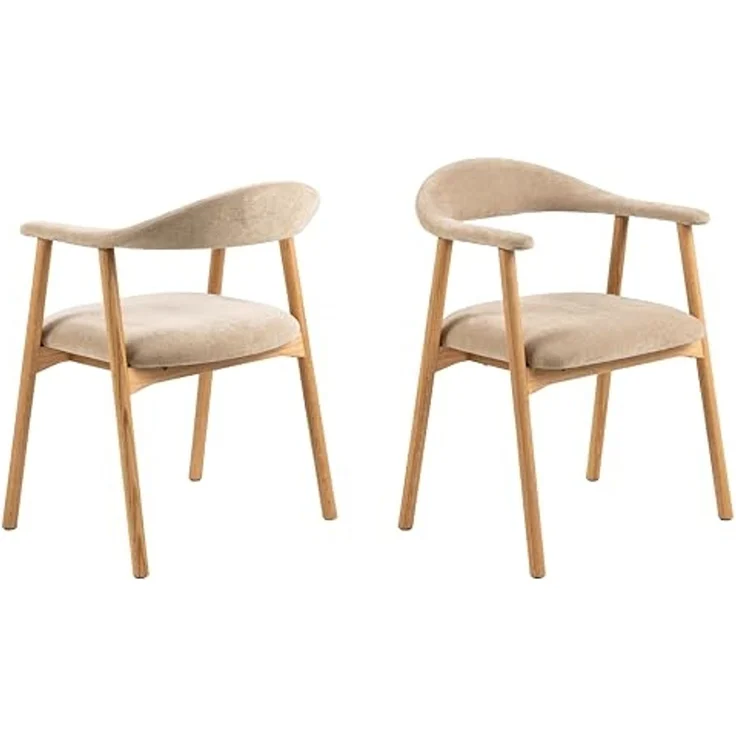 ACTONA GROUP Holzstuhl (2er-Set) in Beige, Polyester, Massivholz - 56x75,5x54 (BxHxT) (2er-Set) – Bild 1