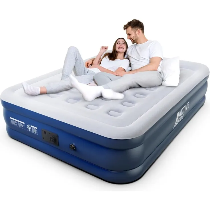 Premium Luftbett Doppel King Size - 203 x 152 x 48 cm - mit eingebauter elektrischer Pumpe und integriertem Kissen