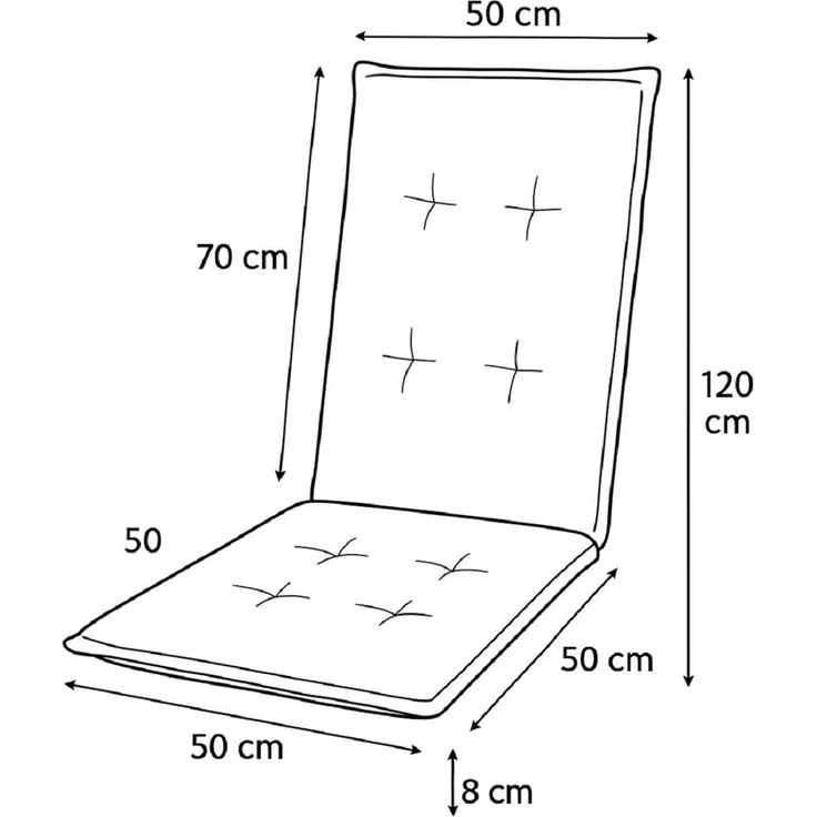 Gardissimo 6x PREMIUM Hochlehner Gartenstuhl Auflagen 120x50x8cm grau – Bild 8