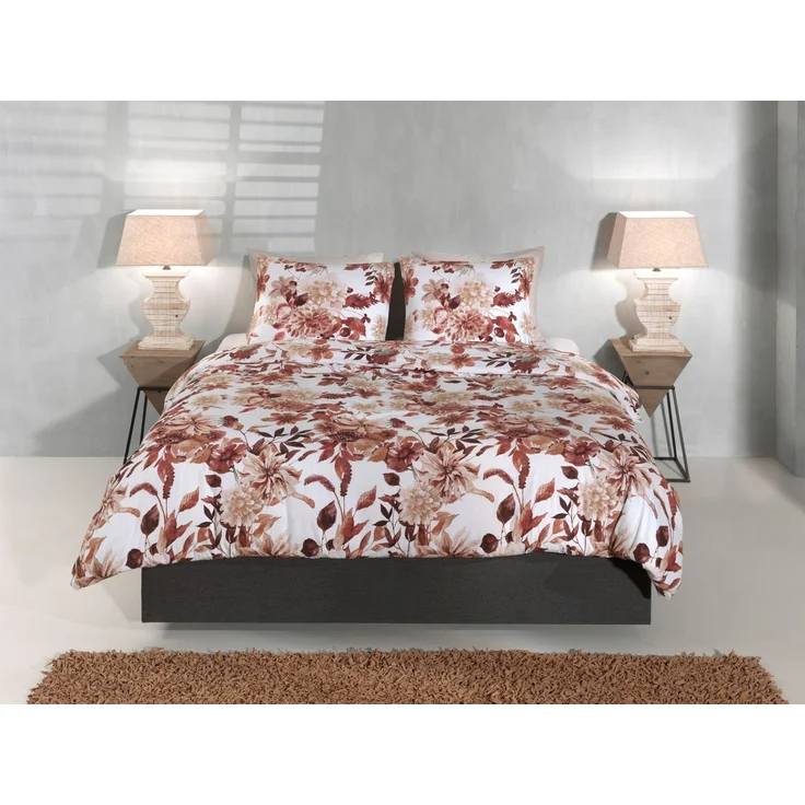 Zo! Home Flanell Bettwäsche 155x220 cm Sofia brown Blätter Blüten Herbst sand – Bild 3