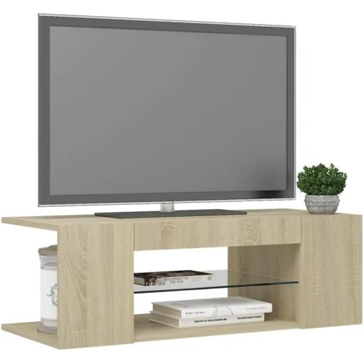 vidaXL TV-Schrank mit LED-Leuchten Sonoma-Eiche 90x39x30cm 804241 – Bild 6