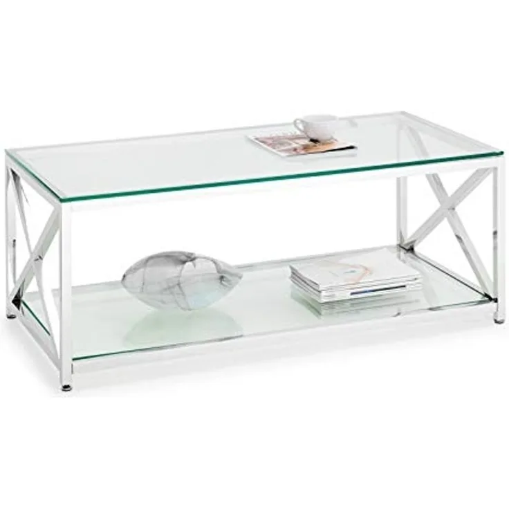 Julian Bowen Miami Couchtisch, Chrom und Glas