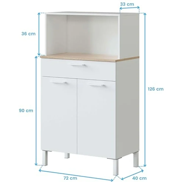 Habitdesign Sideboard, Melamin, Rückseite aus MDF, Scharniere und Schienen aus Metall, Griffe aus ABS, Beine aus Aluminium, Kanten aus PVC, 2 Türen, Medio – Bild 3