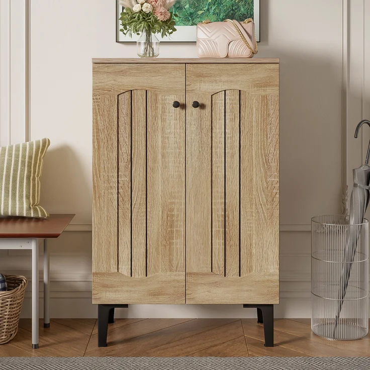 Moderner Schuhschrank 60x31,5x95 cm mit Doppeltüren – eleganter Stauraum für den Eingangsbereich – Bild 6