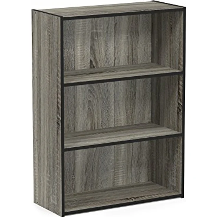 Furinno Pasir Bücherregal mit 3 Fächern, holz, Französisches Eichengrau, 24. 64x57. 66x80 cm – Bild 7