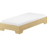 Komplettset Bett 80x190 Massivholz Kiefer Matratze Rost 60.56-08-190M