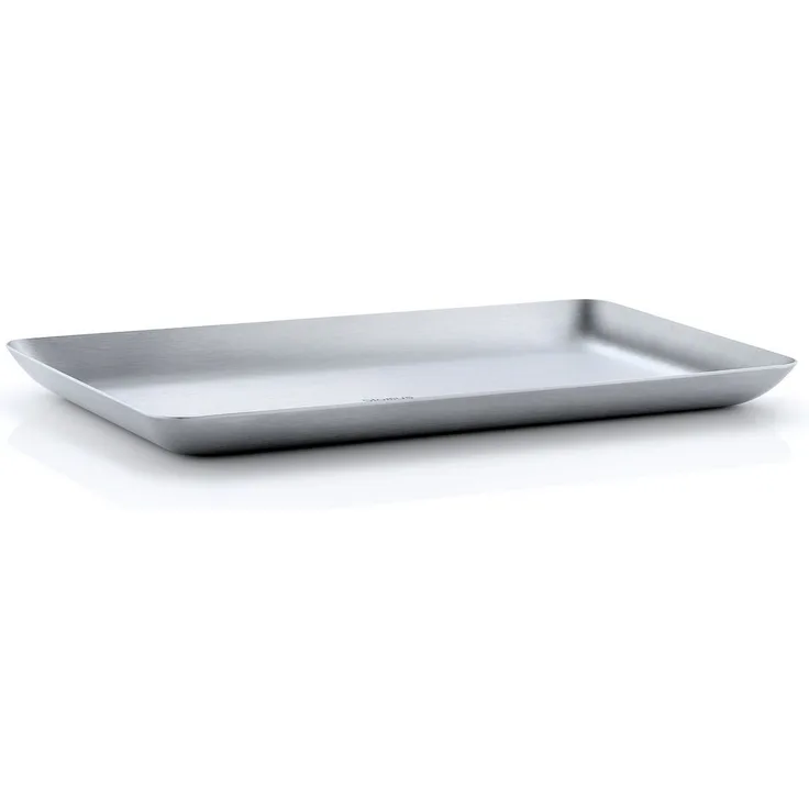 Blomus Basic Tablett, Snackstablett, Beilagenplatte, Platte, Edelstahl, 13x22 cm, 63611