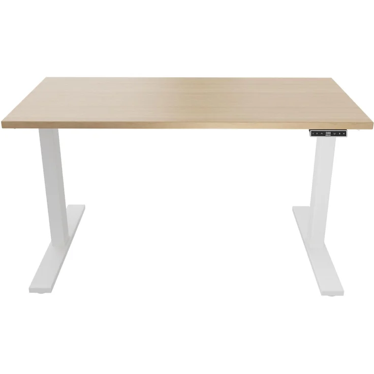 BISLEY Höhenverstellbarer Schreibtisch E-WonderTech, EWT1608018, Platte 018 Kendal Eiche, Gestell 396 weiß, H 630-1280 x B 1600 x T 800