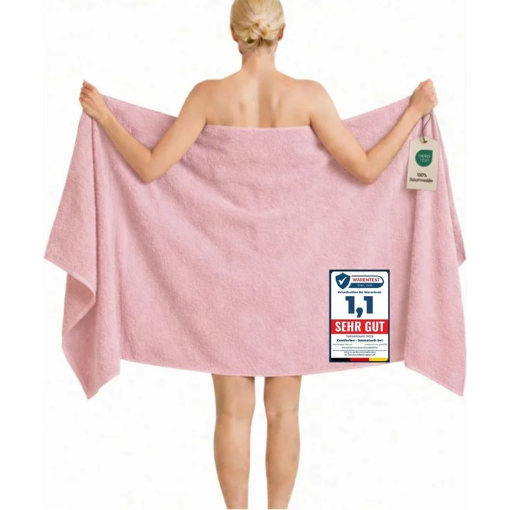 Komfortec Badetuch 100x200 cm aus 100% Baumwolle, XXL Saunatuch, Großes Duschtuch, Weich & Saugstark, Rosa – Bild 1