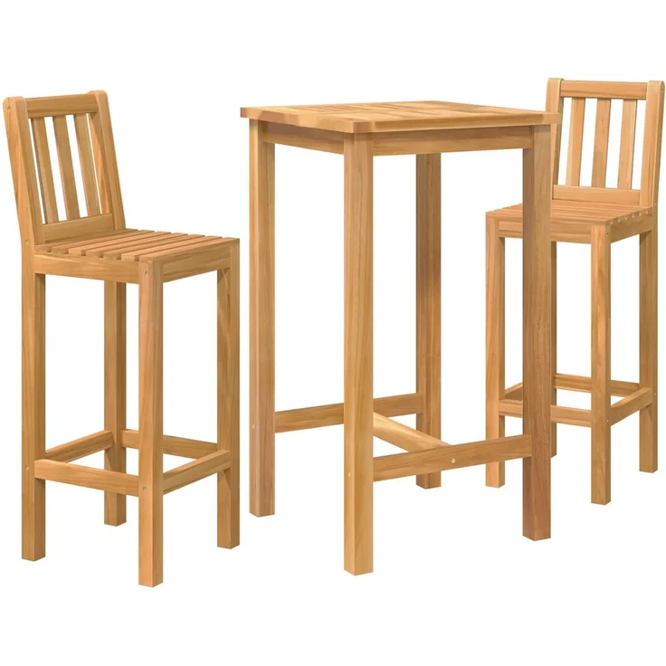 vidaXL Outdoor Bar Set 3 stk. Natur 60 x 60 x 105 cm Massivholz Teak 3422497 – Bild 2