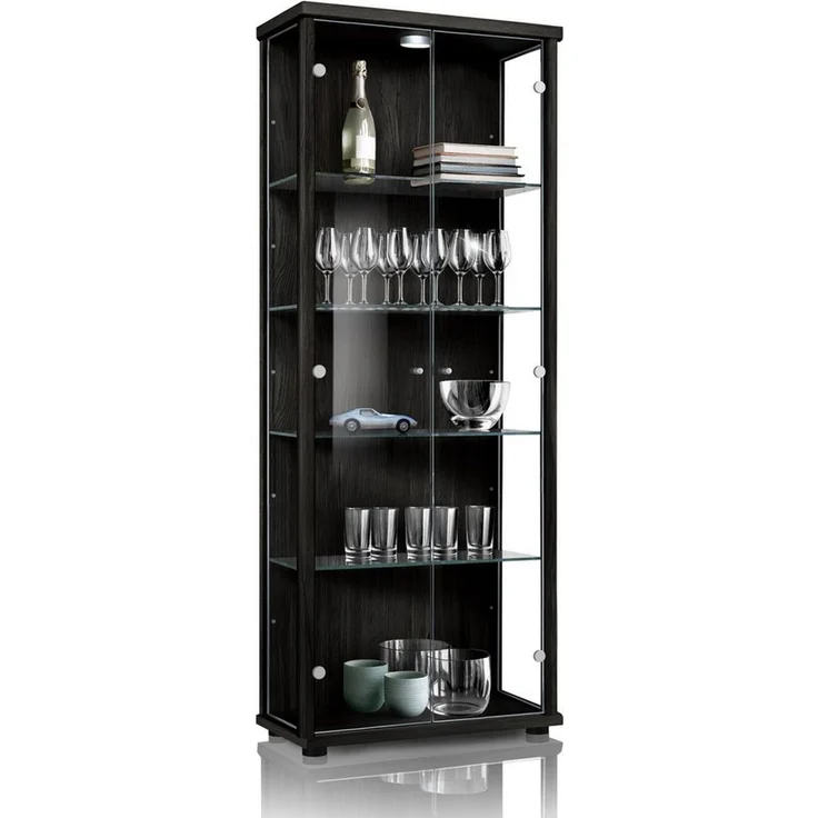 K-Möbel Glasvitrine C1019 (Glasvitrine (176x67x33 cm) mit 2 Glastüren) Glasvitrine Stehend – Bild 5