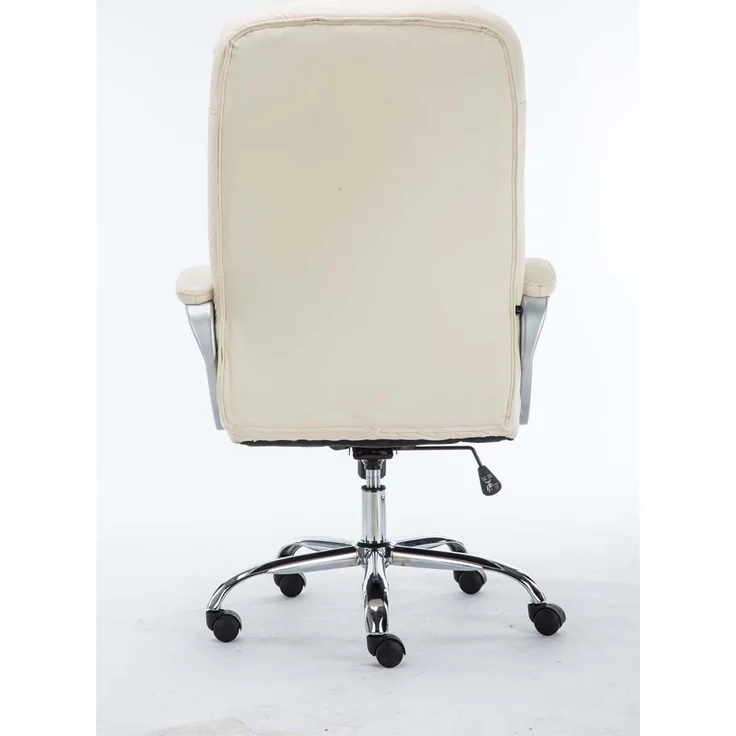DELUKE® Bürostuhl SOUK - 116x68x77, Creme Kunstleder Metall in Chromoptik Gestell ergonomische Bürostühle Homeoffice Stuhl mit Rollen – Bild 8