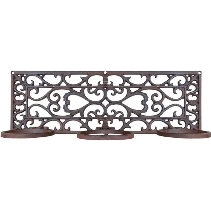 Blumentopfhalter 3er Gusseisen Antik-Braun Pflanzenhalter Wandtopfhalter – Bild 3