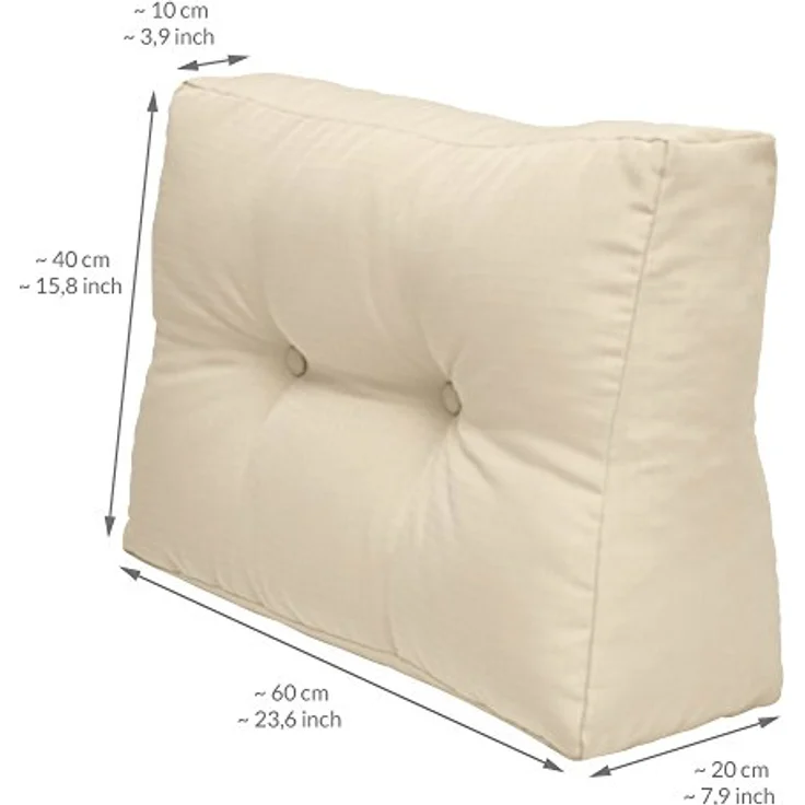 Beautissu ECO Elements Palettenkissen, Natur, 80x15x120 cm, robustes Outdoor-Sitzkissen mit Karo-Struktur und Zierknöpfen – Bild 3