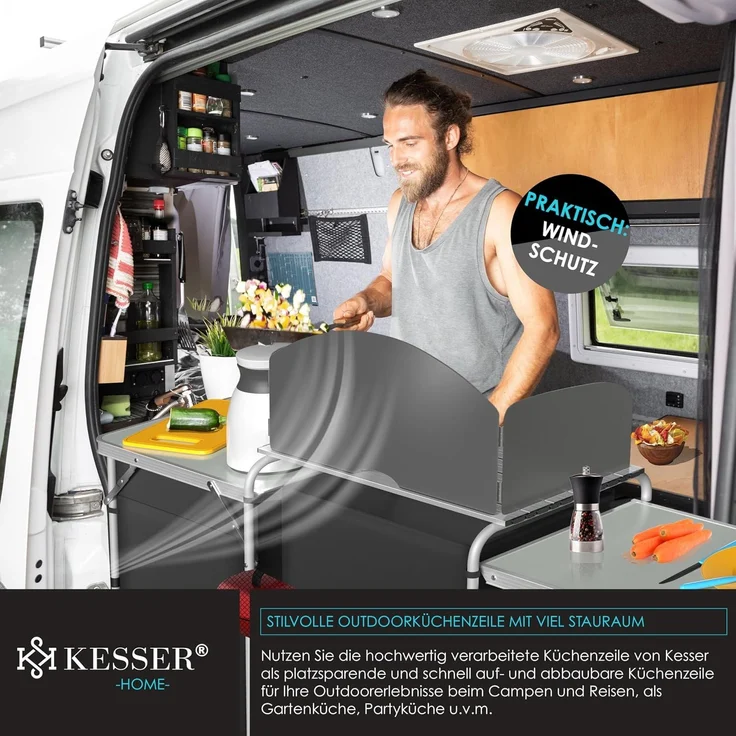 KESSER® Campingküche inkl. Tragetasche Mobile Outdoor Küche mit Aluminiumgestell Campingschrank Küchenbox Faltbare Reiseküche für Camping und Outdoor Modell wählbar Typ Big (Anthrazit) – Bild 3