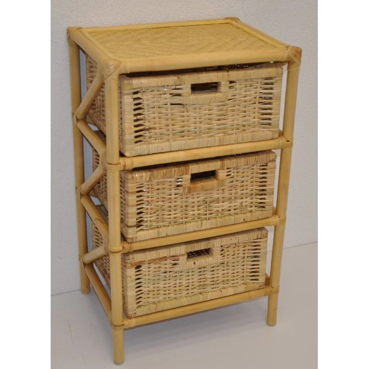 Rattani Regal Rattanregal mit 3 Schüben, Korbregal mit Schub Fb. honig – Bild 3