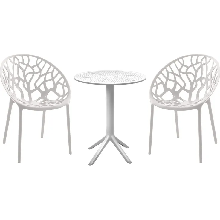 CLP Sitzgruppe Hoscana Set Tisch Lacota Stühle Hope wetterfest und UV-beständig,weiß