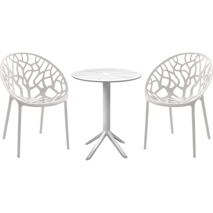 CLP Sitzgruppe Hoscana Set Tisch Lacota Stühle Hope wetterfest und UV-beständig,weiß – Bild 1