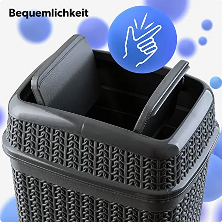 KADAX Kosmetikeimer mit Schwingdeckel, 5L Abfallbehälter für Bad und Küche, anthrazit, leichter Kunststoff – Bild 4