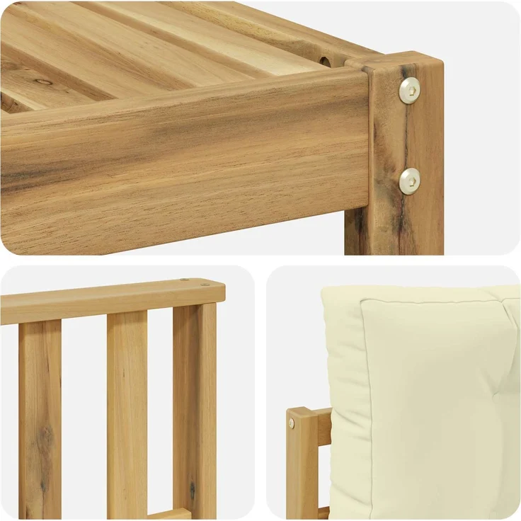 vidaXL Outdoor-Sofagarnitur 11 stk. 10-Sitzer Weiß und Creme 3387134 – Bild 6