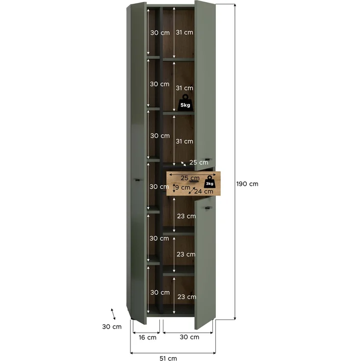 Aqua Hochschrank in Sage Green Nachbildung – Bild 4
