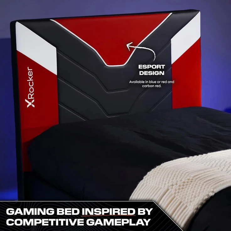 X Rocker Cerberus MKII Gaming-Bett für Kinder & Jugendliche - schwarz/rot/weiß, 90x190 cm – Bild 3