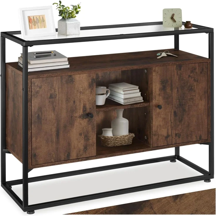 tectake Sideboard Kommode Oldham 100x38x80,5cm (Sideboard, Montagematerial, Montageanleitung), Industrial Style
