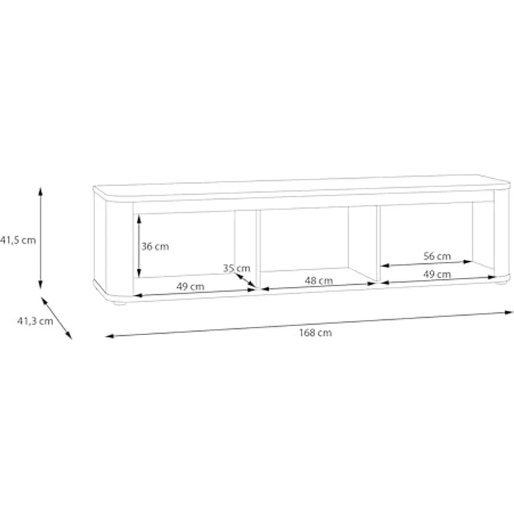 Forte BREATHTAKER TV-Schrank 170, modern minimalistisches Lowboard, 3-türig, Reliefstruktur, Wohnzimmer, Holzwerkstoff, Schwarz, 168 cm breit x 41,5 cm hoch x 41,3 cm tief – Bild 7