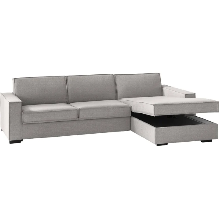 Dmora Sofa mit Halbinsel Assobasso, Ecksofa, Sofa mit Stauraum-Halbinsel rechts, schmale Armlehnen, 100 % Made in Italy, 260 x 95 x 90 cm, Grau – Bild 6
