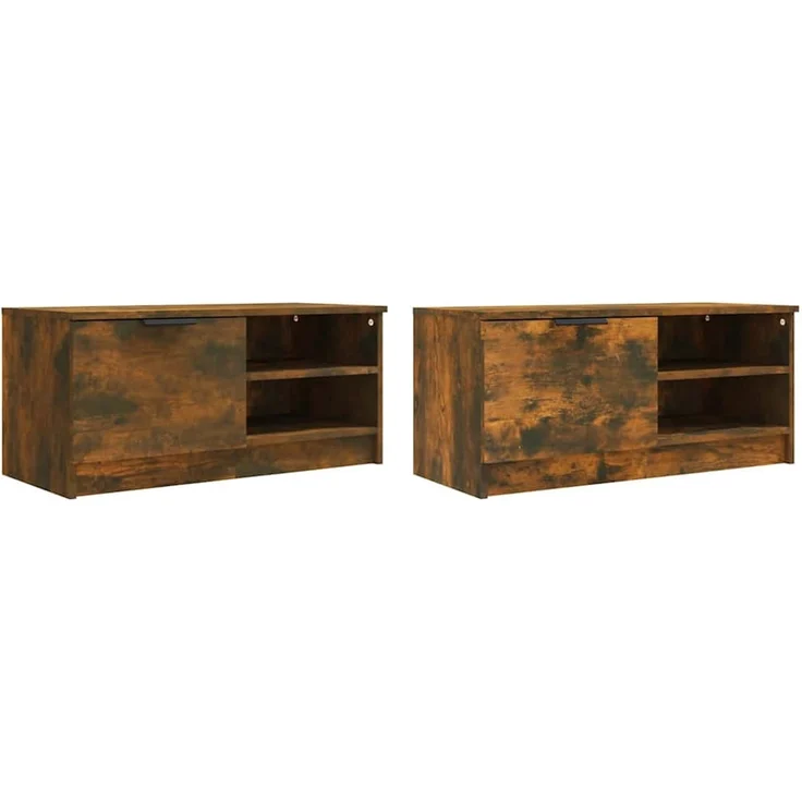 2 pcs TV-Schrank, Lowboard Räuchereiche 80x35x36,5 cm Holzwerkstoff – Bild 4
