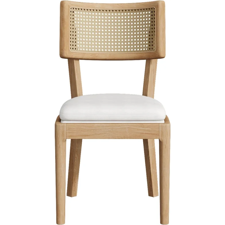 Esszimmerstühle 6er-Set 88×50×58cm aus Massivholz mit Rattan-Rückenlehne und Leinenpolster, Holzfarbe – Bild 7