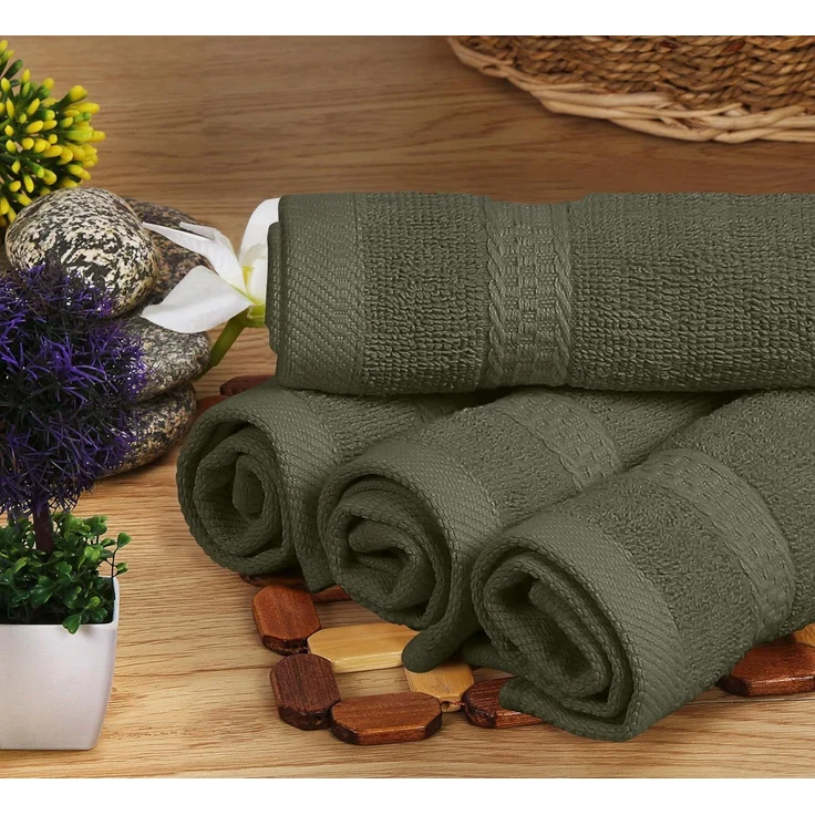 Utopia Towels 8-teiliges Premium-Handtuch-Set, 2 Badetücher, 2 Handtücher und 4 Waschlappen, 600 g/m², 100% ringgesponnene Baumwolle, Fitnessstudio, Hotel und Spa (Dusty Olive) – Bild 7