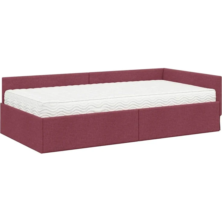 vidaXL Eckbettgestell mit Matratze 2 stk. Weinrot 90 x 200 cm Stoff 3393600 – Bild 4