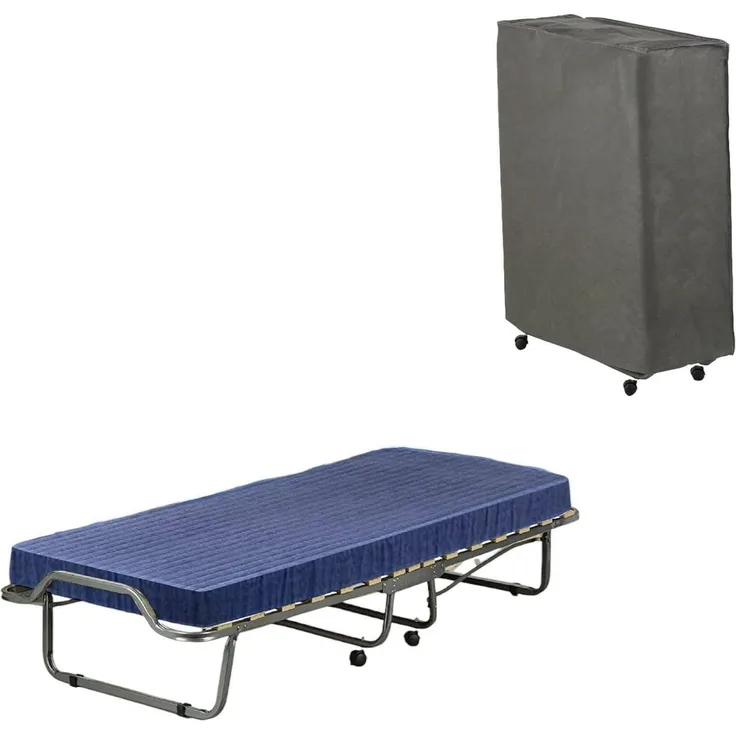 Talamo Italia - Klappbett Venera, Feldbett mit 15 Lattenrosten, inklusive Matratze, platzsparendes Kinderbett, 100% Made in Italy, 80 x 190 x 39 cm, mit Hülle