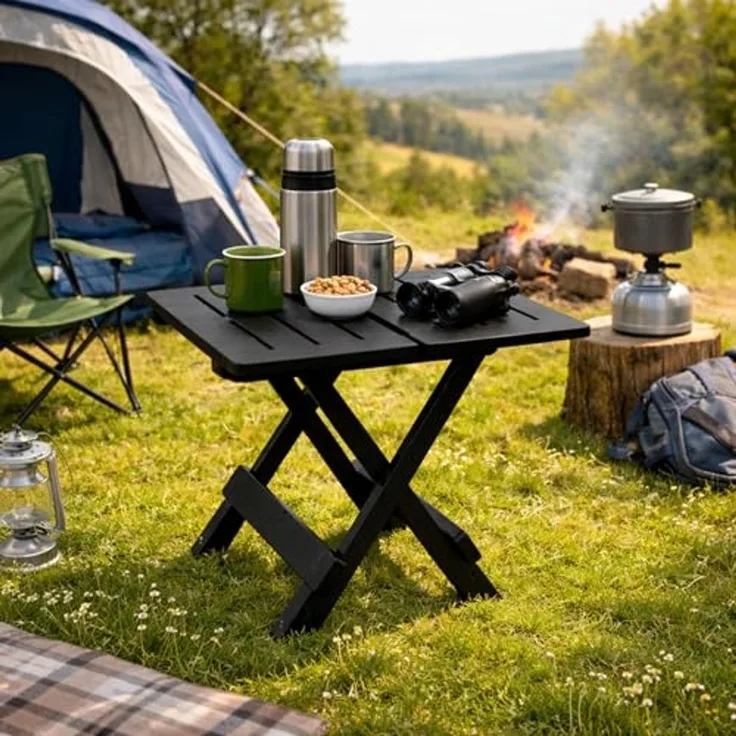 Kunststoff Campingtisch Beistelltisch Klapptisch klappbar Anthrazit 44x44x50 cm