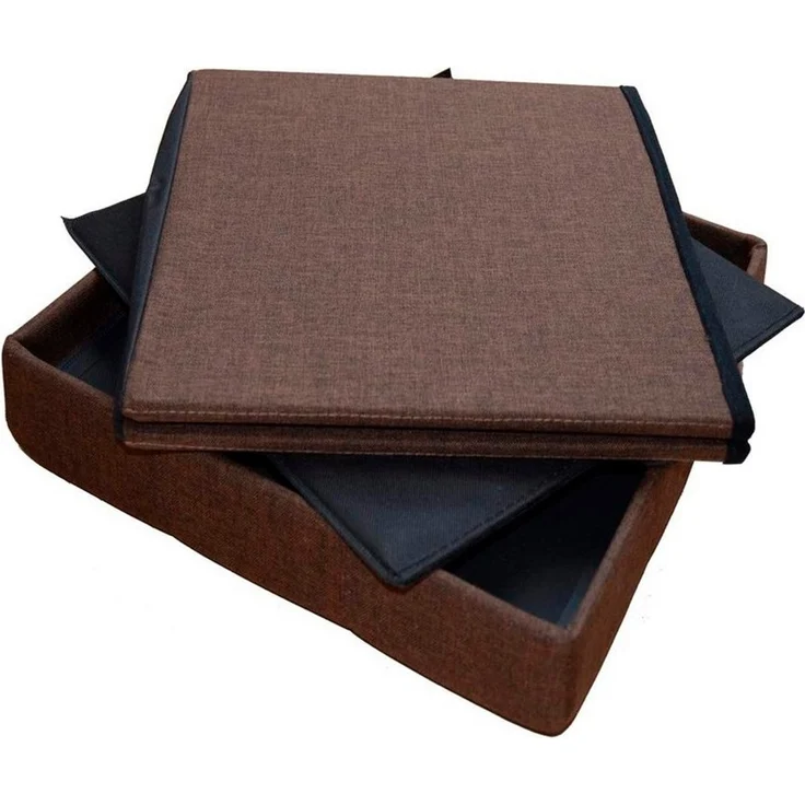 Natsen Sitzhocker mit Stauraum faltbare Sitzwürfel (Sitztruhe aus Leinen, 38 * 38 * 38 cm Dark brown), gepolstert Sitzbank Fußhocker für Wohnzimmer Schlafzimmer – Bild 3
